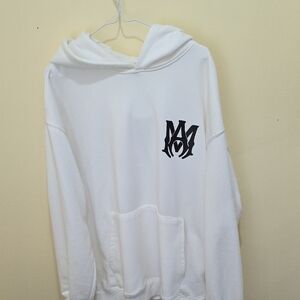 AMIRI White Hoodie with Black Emblem